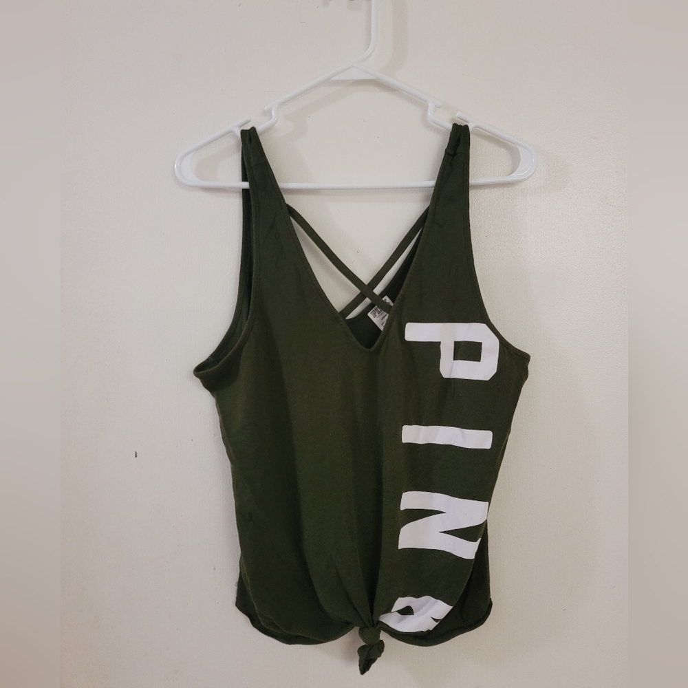 PINK Victoria's Secret Dark Green Tank Top
